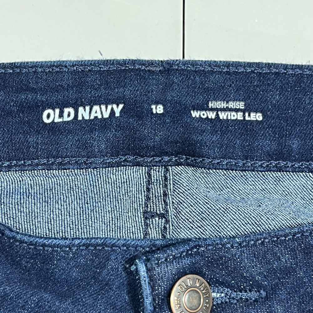 Old Navy Retro Wide Leg Jeans Womens 18 High Rise Denim Streetwear Boho Relaxed - Picture 8 of 9